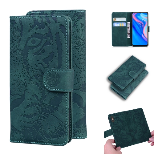 

For Huawei P smart Z / Y9 Prime (2019) Tiger Embossing Pattern Horizontal Flip Leather Case with Holder & Card Slots & Wallet(Green)