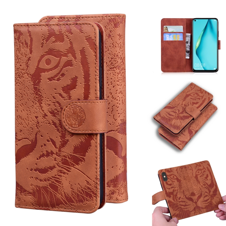 

For Huawei P40 Lite / nova 6 SE Tiger Embossing Pattern Horizontal Flip Leather Case with Holder & Card Slots & Wallet(Brown)