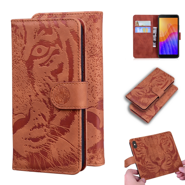 

For Huawei Y5p Tiger Embossing Pattern Horizontal Flip Leather Case with Holder & Card Slots & Wallet(Brown)