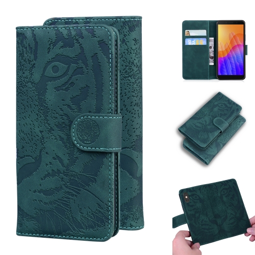 

For Huawei Y5p Tiger Embossing Pattern Horizontal Flip Leather Case with Holder & Card Slots & Wallet(Green)