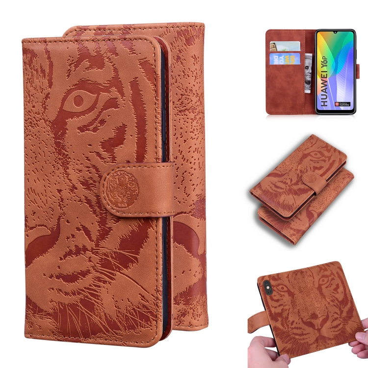 

For Huawei Y6p Tiger Embossing Pattern Horizontal Flip Leather Case with Holder & Card Slots & Wallet(Brown)