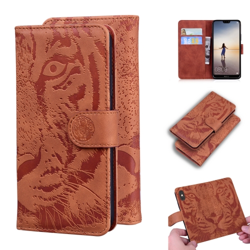 

For Huawei P20 Lite / nova 3e Tiger Embossing Pattern Horizontal Flip Leather Case with Holder & Card Slots & Wallet(Brown)