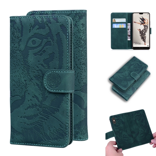 

For Huawei P20 Pro Tiger Embossing Pattern Horizontal Flip Leather Case with Holder & Card Slots & Wallet(Green)