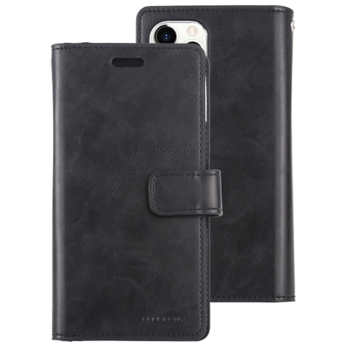 

For iPhone 12 / 12 Pro GOOSPERY MANSOOR Crazy Horse Texture Horizontal Flip Leather Case with Holder & Card Slots & Wallet(Black)