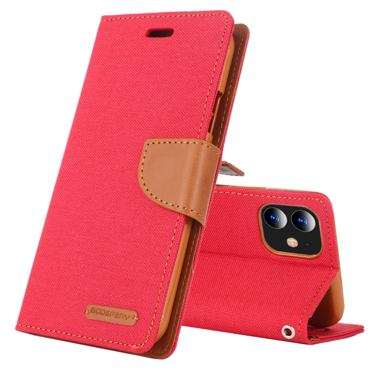 

For iPhone 12 mini GOOSPERY CANVAS DIARY Cross Texture Horizontal Flip Leather Case with Card Slots & Wallet & Holder(Red)