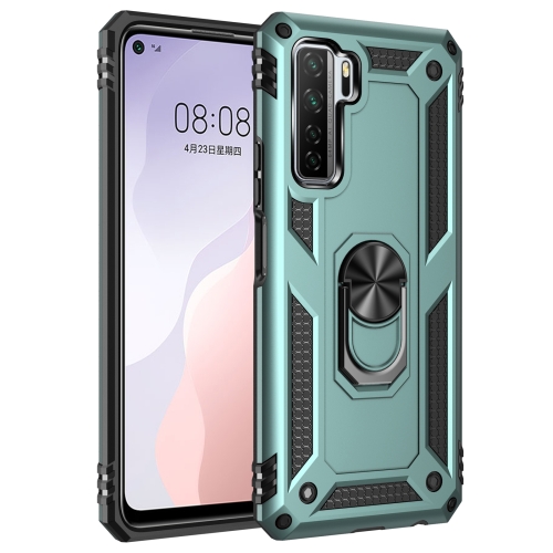 

For Huawei P40 Lite 5G Shockproof TPU + PC Protective Case with 360 Degree Rotating Holder(Deep Green)