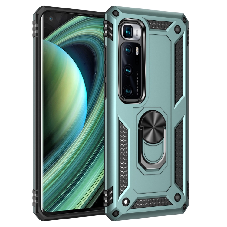 

For Xiaomi Mi 10 Ultra Shockproof TPU + PC Protective Case with 360 Degree Rotating Holder(Deep Green)