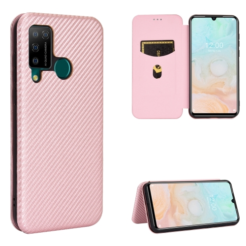 

For DOOGEE N20 Pro Carbon Fiber Texture Magnetic Horizontal Flip TPU + PC + PU Leather Case with Card Slot(Pink)