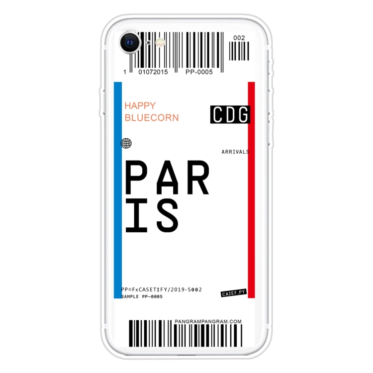 

For iPhone SE (2020) / 8 / 7 Boarding Pass Series TPU Phone Protective Case(Paris)