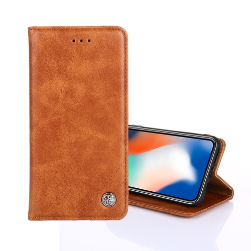 

For iPhone 12 Pro Max Non-Magnetic Retro Texture Horizontal Flip Leather Case with Holder & Card Slots & Wallet(Brown)