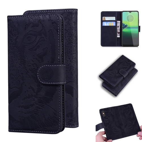 

For Motorola Moto G8 Play / One Macro Tiger Embossing Pattern Horizontal Flip Leather Case with Holder & Card Slots & Wallet(Black)