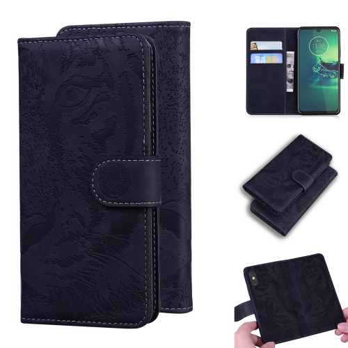 

For Motorola Moto G8 Plus Tiger Embossing Pattern Horizontal Flip Leather Case with Holder & Card Slots & Wallet(Black)