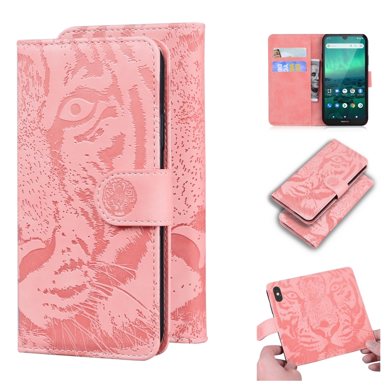 

For Nokia 1.3 Tiger Embossing Pattern Horizontal Flip Leather Case with Holder & Card Slots & Wallet(Pink)