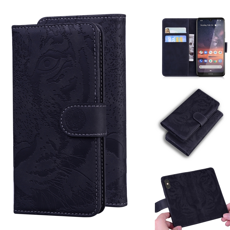 

For Nokia 3.2 Tiger Embossing Pattern Horizontal Flip Leather Case with Holder & Card Slots & Wallet(Black)