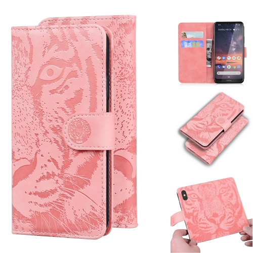 

For Nokia 3.2 Tiger Embossing Pattern Horizontal Flip Leather Case with Holder & Card Slots & Wallet(Pink)