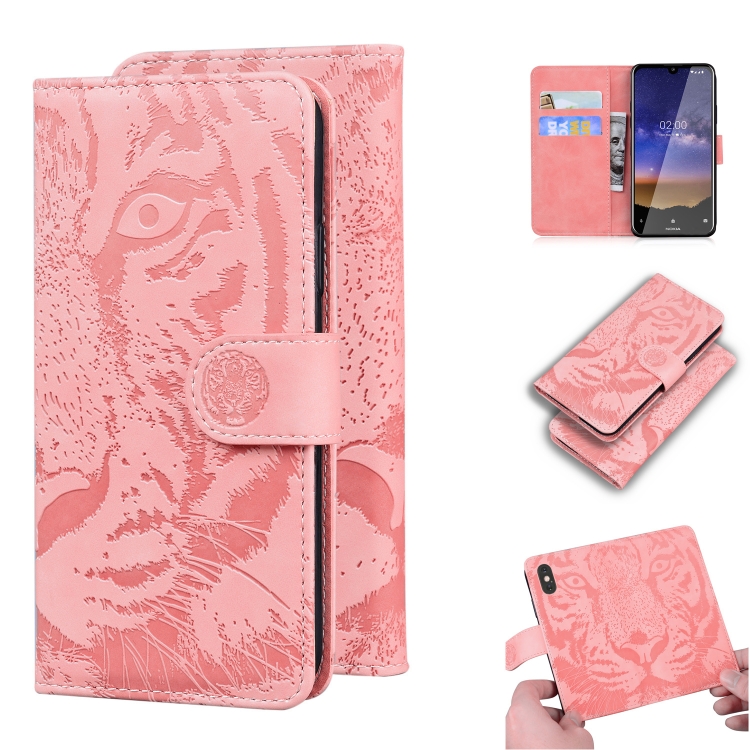 

For Nokia 2.2 Tiger Embossing Pattern Horizontal Flip Leather Case with Holder & Card Slots & Wallet(Pink)