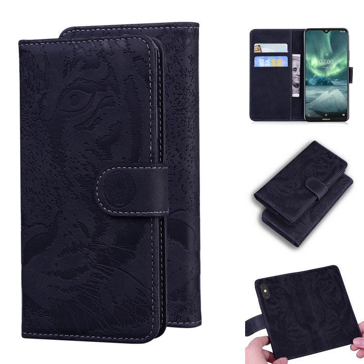 

For Nokia 6.2 / 7.2 Tiger Embossing Pattern Horizontal Flip Leather Case with Holder & Card Slots & Wallet(Black)