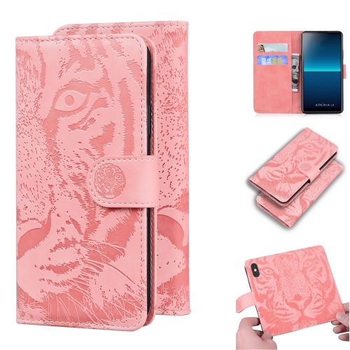 

For Sony Xperia L4 Tiger Embossing Pattern Horizontal Flip Leather Case with Holder & Card Slots & Wallet(Pink)