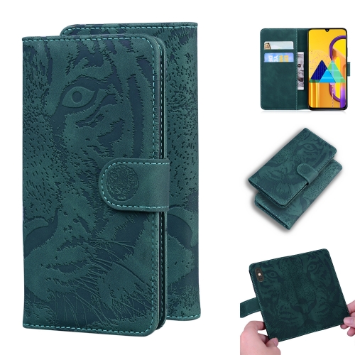 

For Samsung Galaxy M30s / M21 Tiger Embossing Pattern Horizontal Flip Leather Case with Holder & Card Slots & Wallet(Green)