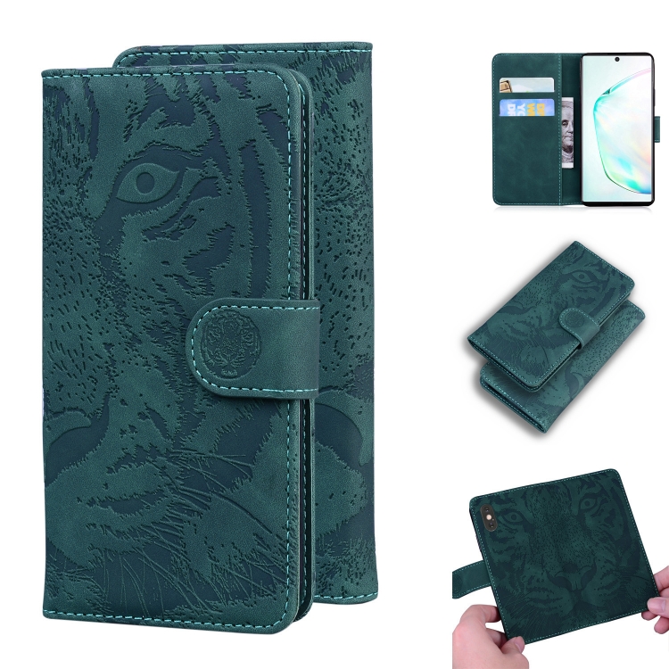 

For Samsung Galaxy Note 10 Pro Tiger Embossing Pattern Horizontal Flip Leather Case with Holder & Card Slots & Wallet(Green)