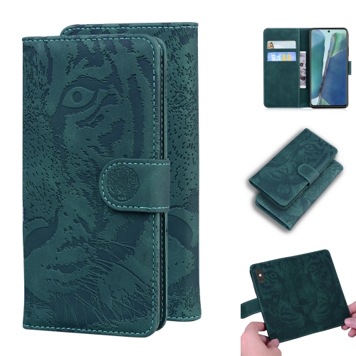 

For Samsung Galaxy Note 20 Tiger Embossing Pattern Horizontal Flip Leather Case with Holder & Card Slots & Wallet(Green)