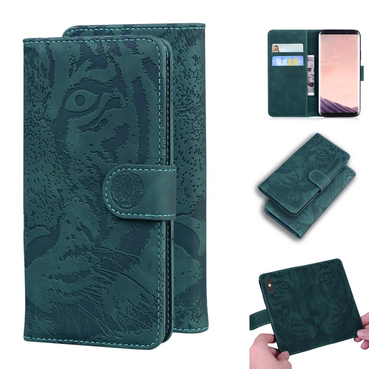 

For Samsung Galaxy S8 Plus Tiger Embossing Pattern Horizontal Flip Leather Case with Holder & Card Slots & Wallet(Green)