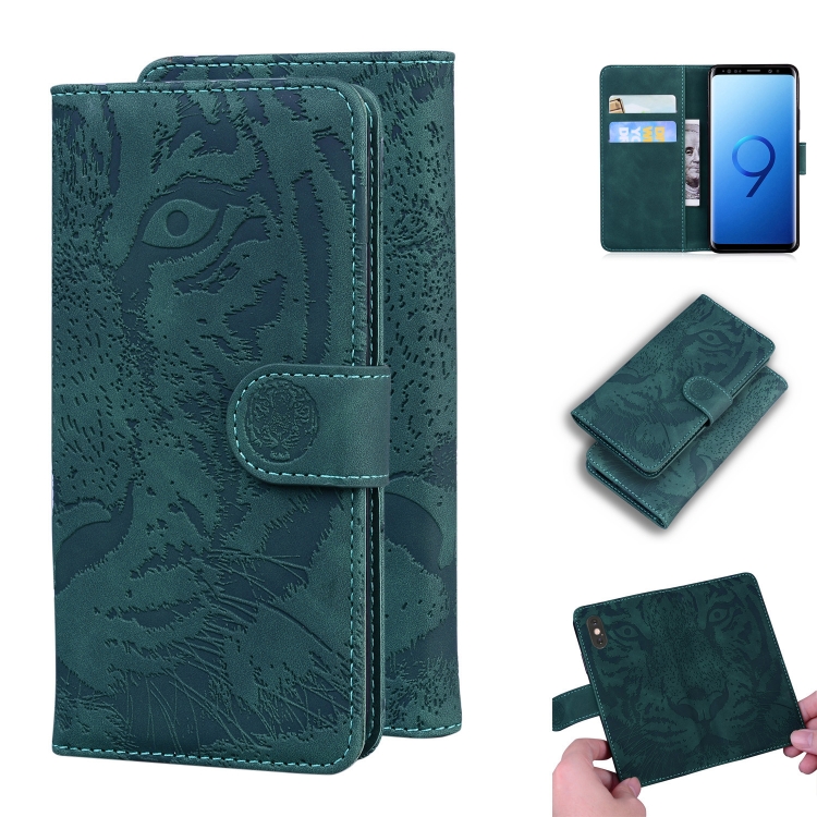 

For Samsung Galaxy S9 Tiger Embossing Pattern Horizontal Flip Leather Case with Holder & Card Slots & Wallet(Green)