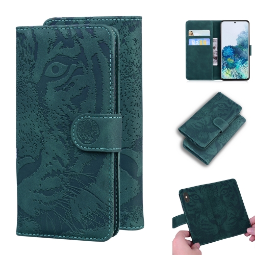 

For Samsung Galaxy S20 Tiger Embossing Pattern Horizontal Flip Leather Case with Holder & Card Slots & Wallet(Green)