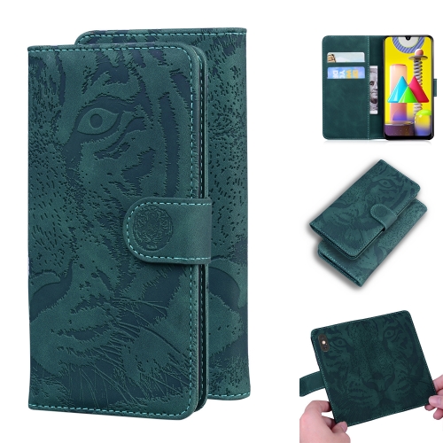 

For Samsung Galaxy M31 Tiger Embossing Pattern Horizontal Flip Leather Case with Holder & Card Slots & Wallet(Green)