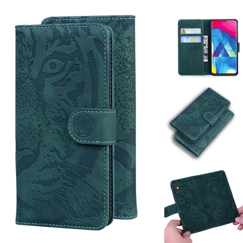 

For Samsung Galaxy A10 / M10 Tiger Embossing Pattern Horizontal Flip Leather Case with Holder & Card Slots & Wallet(Green)