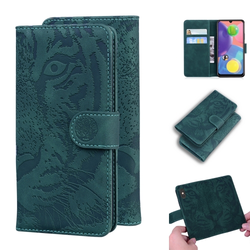 

For Samsung Galaxy A70 / A70s Tiger Embossing Pattern Horizontal Flip Leather Case with Holder & Card Slots & Wallet(Green)