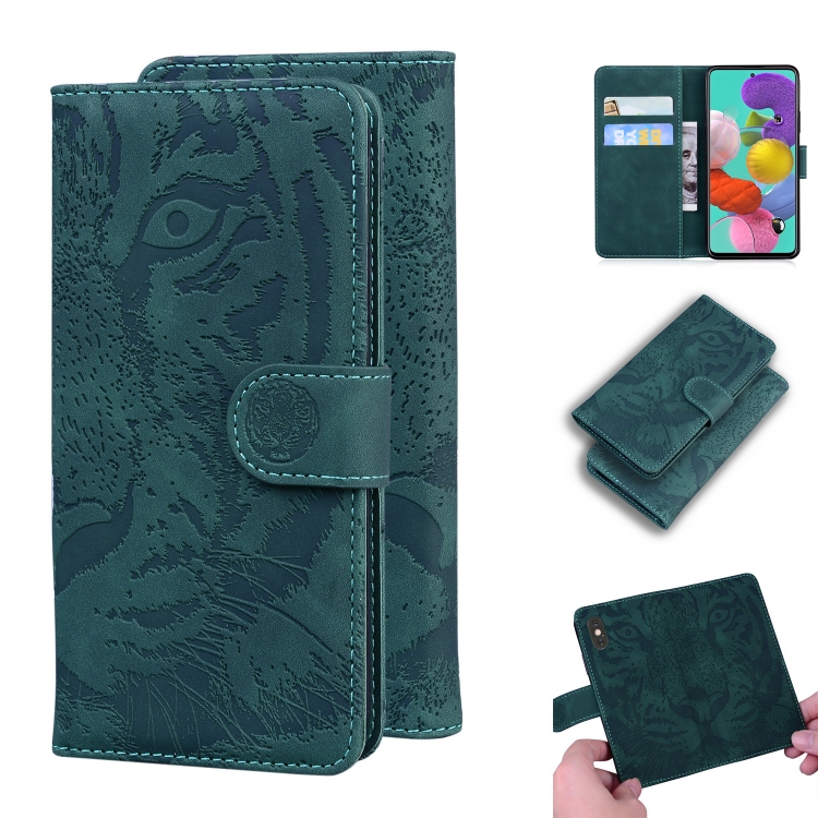 

For Samsung Galaxy A71 4G Tiger Embossing Pattern Horizontal Flip Leather Case with Holder & Card Slots & Wallet(Green)