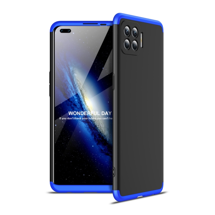 

For OPPO F17 Pro GKK Three Stage Splicing Full Coverage PC Protective Case(Black Blue)