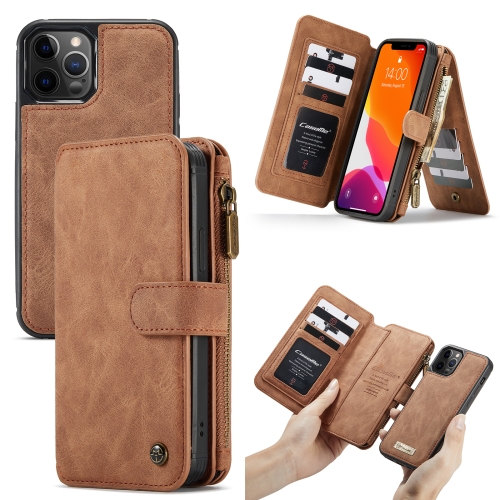 

For iPhone 12 Pro Max CaseMe-007 Crazy Horse Texture Detachable Horizontal Flip PU Leather Case, with Card Slot & Holder & Zipper Wallet & Photo Frame(Brown)