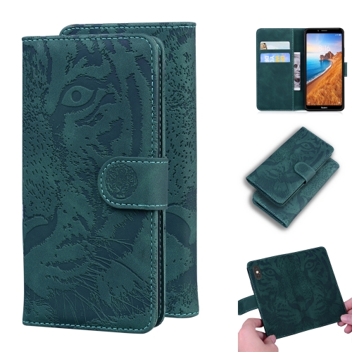 

For Xiaomi Redmi 7A Tiger Embossing Pattern Horizontal Flip Leather Case with Holder & Card Slots & Wallet(Green)