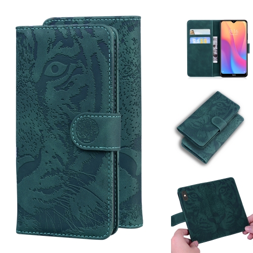 

For Xiaomi Redmi 8A Tiger Embossing Pattern Horizontal Flip Leather Case with Holder & Card Slots & Wallet(Green)