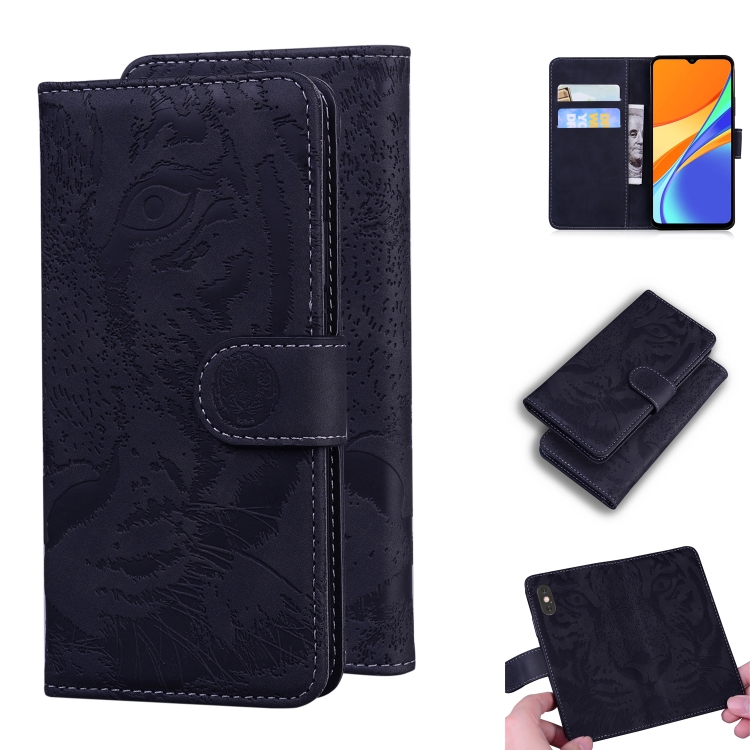 

For Xiaomi Redmi 9C Tiger Embossing Pattern Horizontal Flip Leather Case with Holder & Card Slots & Wallet(Black)