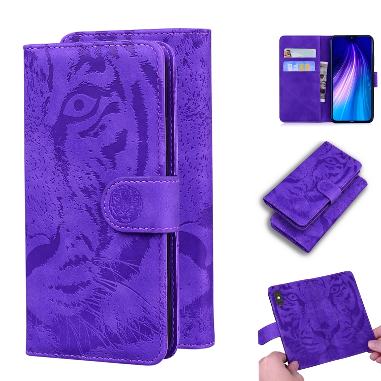 

For Xiaomi Redmi Note 8 Tiger Embossing Pattern Horizontal Flip Leather Case with Holder & Card Slots & Wallet(Purple)