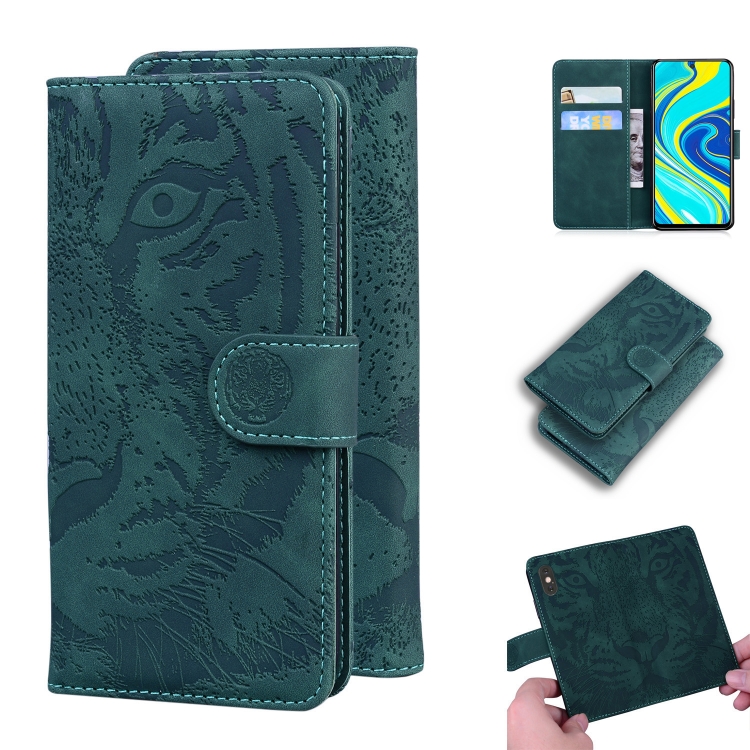 

For Xiaomi Redmi Note 9S / Note 9 Pro / Note 9 Pro Max Tiger Embossing Pattern Horizontal Flip Leather Case with Holder & Card Slots & Wallet(Green)