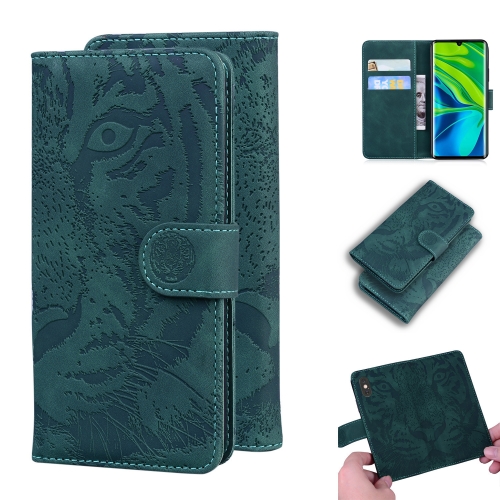 

For Xiaomi Redmi CC9 Pro / Note10 / Note 10 Pro Tiger Embossing Pattern Horizontal Flip Leather Case with Holder & Card Slots & Wallet(Green)