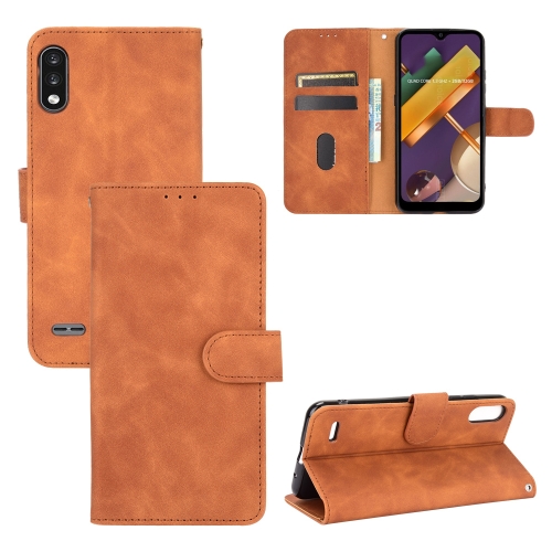 

For LG K22 Solid Color Skin Feel Magnetic Buckle Horizontal Flip Calf Texture PU Leather Case with Holder & Card Slots & Wallet(Brown)
