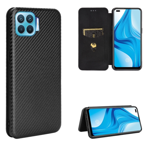 

For OPPO F17 Pro / A93 / Reno4 Lite Carbon Fiber Texture Magnetic Horizontal Flip TPU + PC + PU Leather Case with Card Slot(Black)