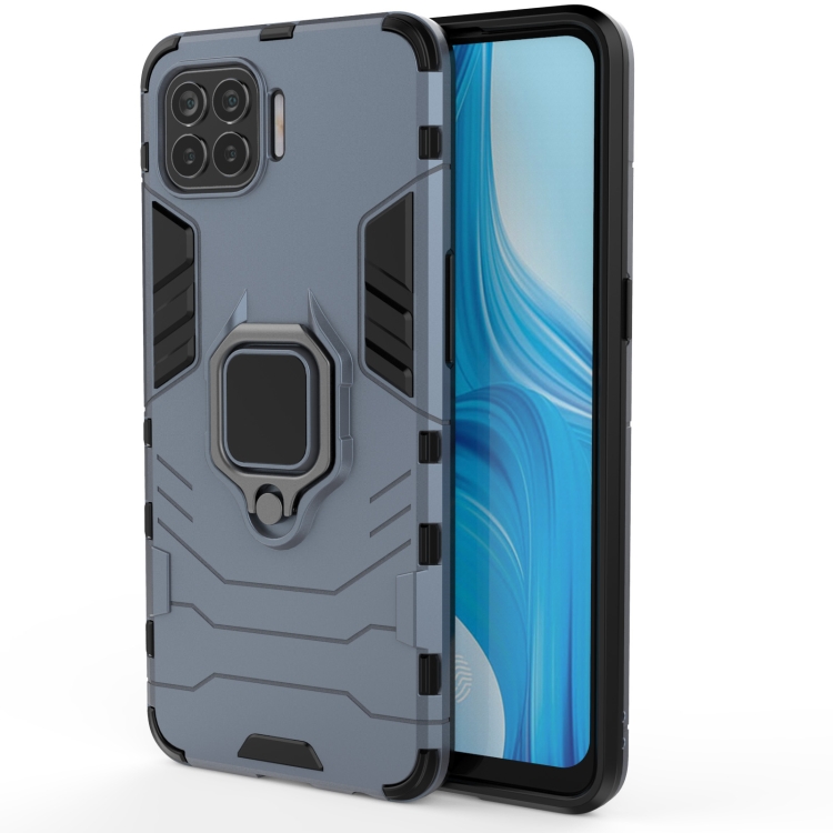 

For OPPO F17 Pro PC + TPU Shockproof Protective Case with Magnetic Ring Holder(Navy Blue)