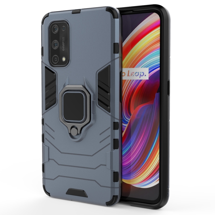 

For OPPO Realme X7 Pro PC + TPU Shockproof Protective Case with Magnetic Ring Holder(Navy Blue)
