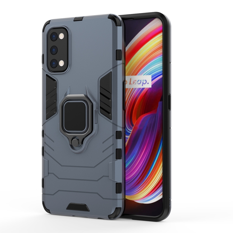 

For OPPO Realme 7 Pro PC + TPU Shockproof Protective Case with Magnetic Ring Holder(Navy Blue)