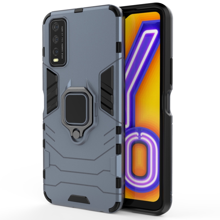 

For Vivo Y20 PC + TPU Shockproof Protective Case with Magnetic Ring Holder(Navy Blue)