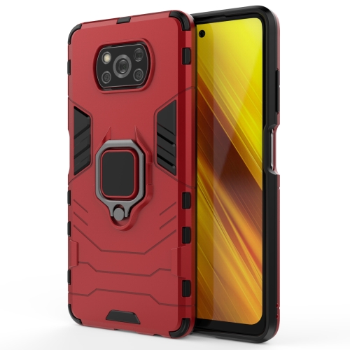 Sunsky For Xiaomi Poco X3 Nfc Pc Tpu Shockproof Protective Case With Magnetic Ring Holder Red