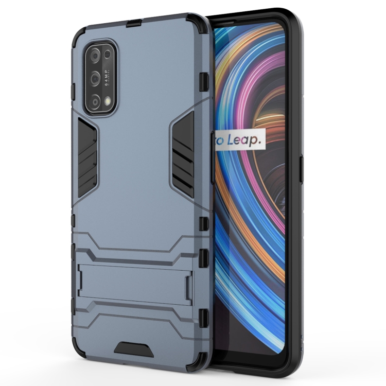 

For OPPO Realme X7 PC + TPU Shockproof Protective Case with Holder(Navy Blue)