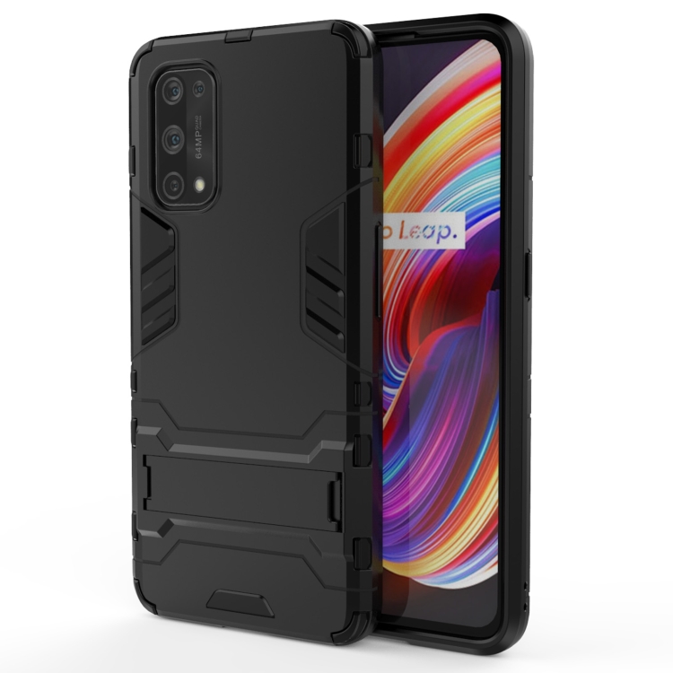 

For OPPO Realme X7 Pro PC + TPU Shockproof Protective Case with Holder(Black)