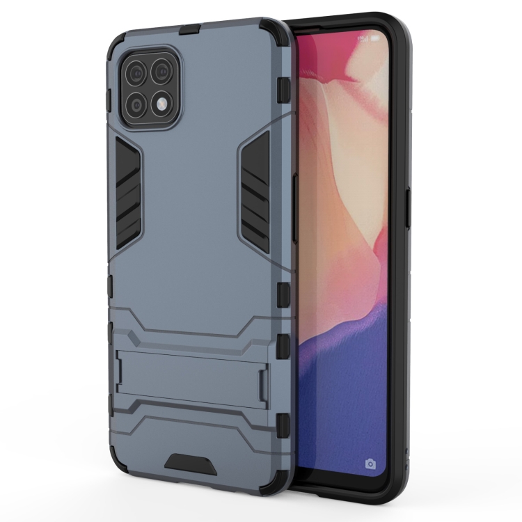 

For OPPO Reno4 SE PC + TPU Shockproof Protective Case with Holder(Navy Blue)